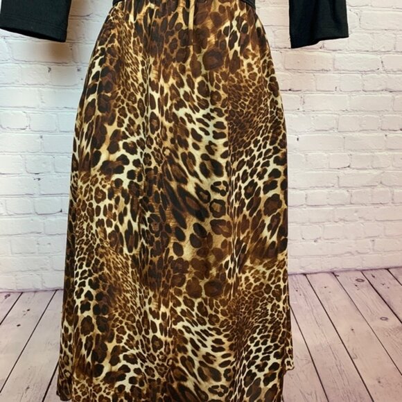Chic Leopard print Chiffon Midi Skirt on trend - Picture 3 of 5